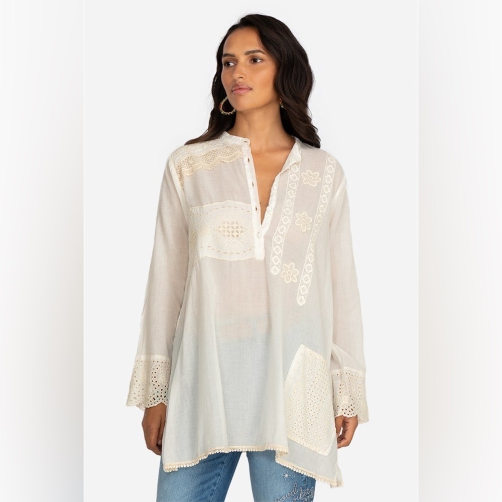 🔥🔥NWT Johnny Was Kit Patchwork Natural Cotton Tunic Size Small - Picture 10 of 16